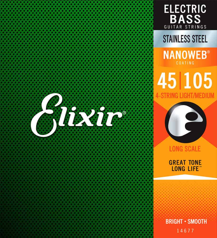 סט מיתרים לבס ELIXIR 14657 NANOWEB STAINLESS STEEL 0.45-105