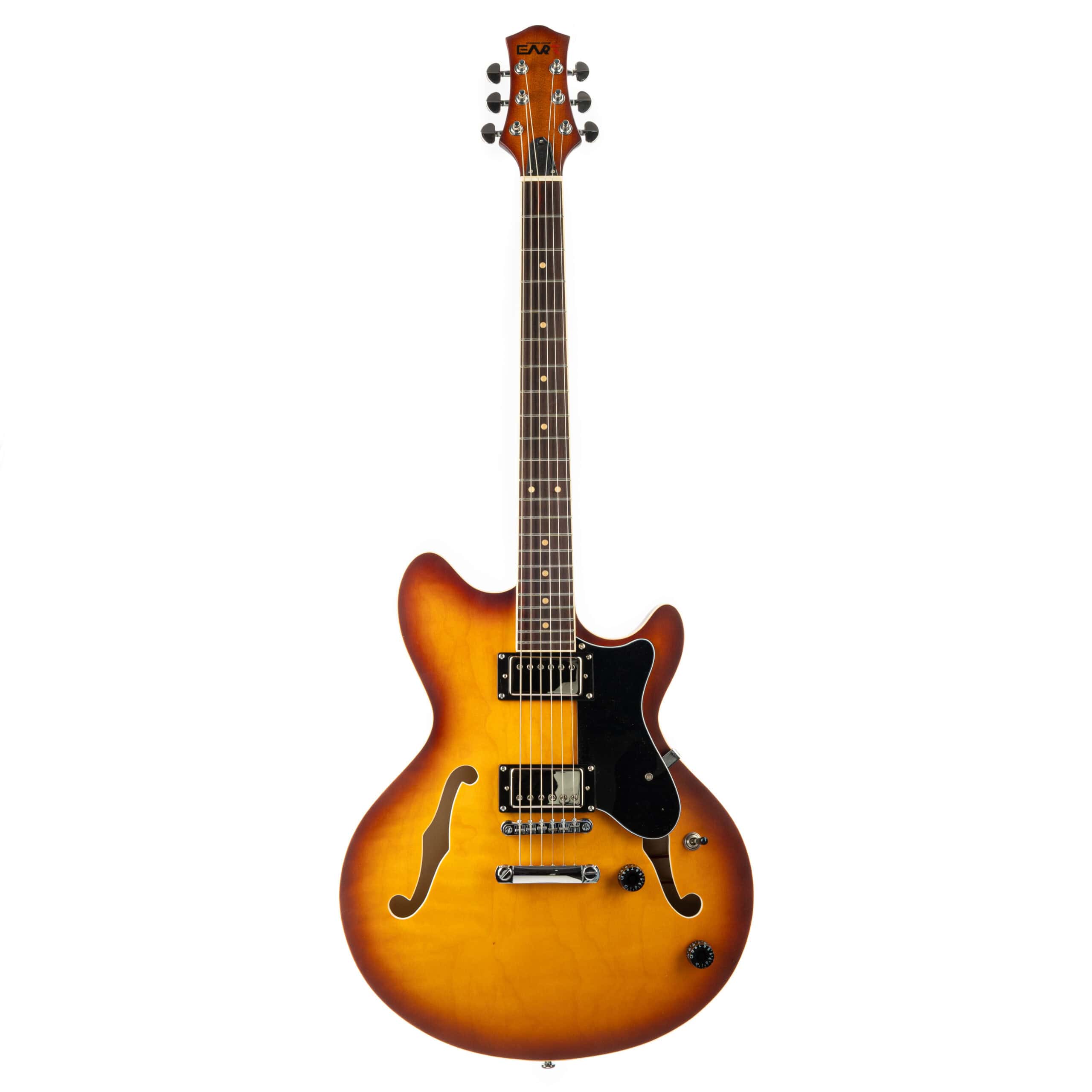EART Guitars, E-325, Semi Hollow Full Electric Guitar, Satin Tobacco Burst