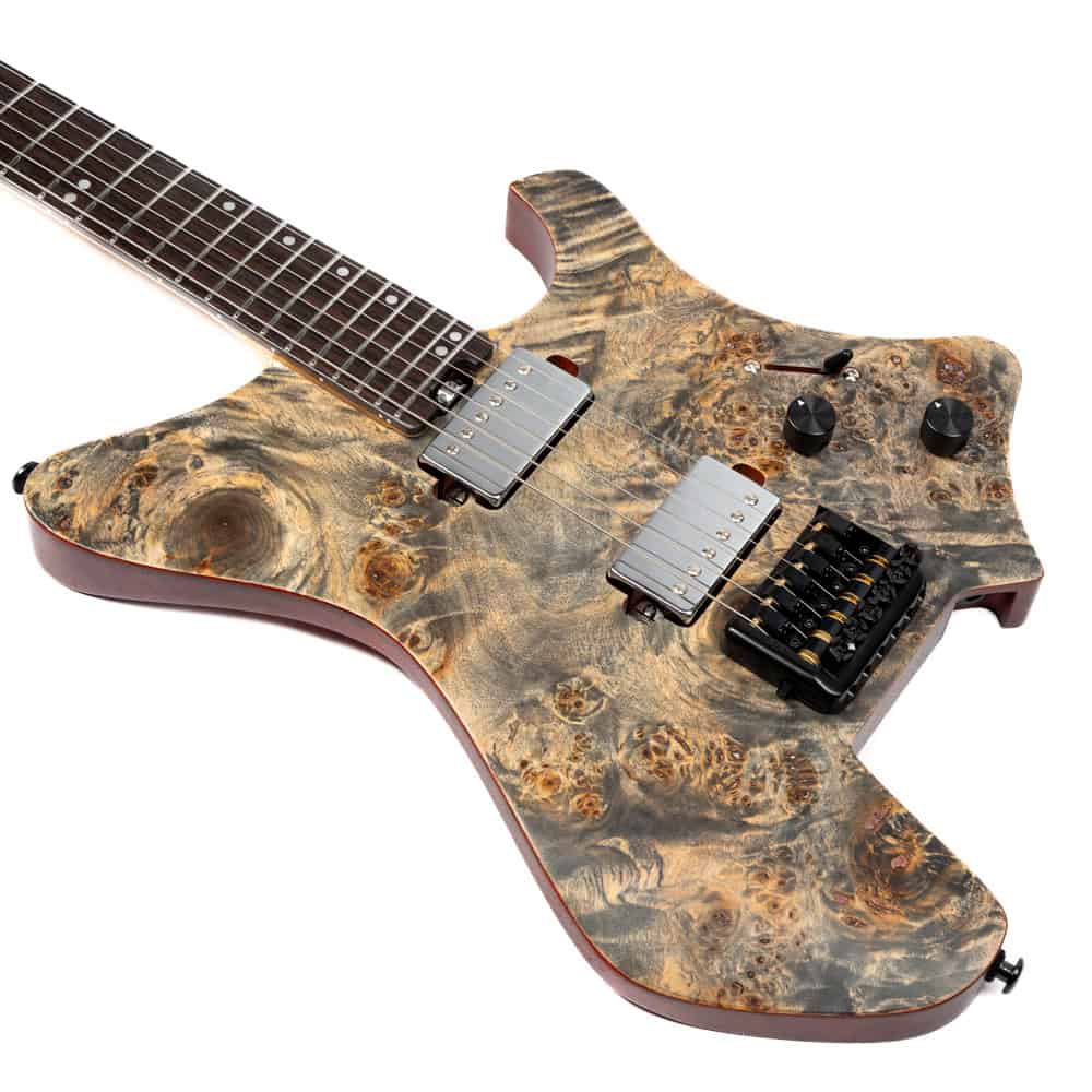 Eart Guitars, GW2 Headless Solid Body Electric Guitar, Right Handed, Compound U To C Shape Neck, Black