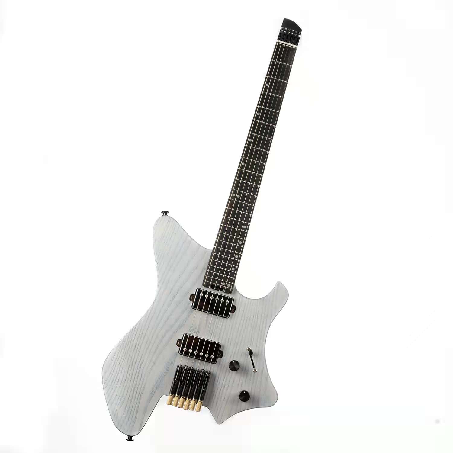 Eart Guitars, GW2-Pro, Roasted Ash Body Wenge Neck Headless Electric Guitar, Trans White